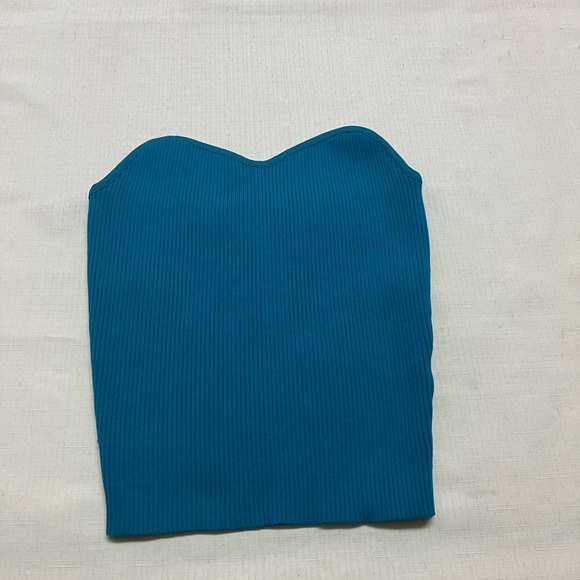 Happily Grey S teal knit strapless top - Picture 2 of 9